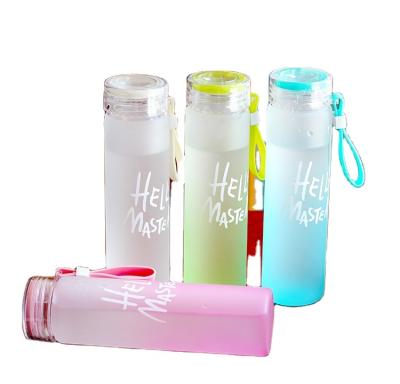 China New Viable Portable Outdoor Water Bottle Letter Frosted Glass Colorful Water Bottle HELLO With Pope for sale