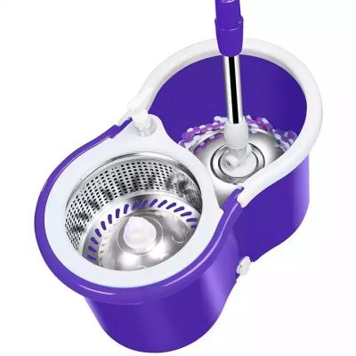 China Sustainable Purple Cleaning Microfiber Mops Rotating Swivel Magic Floor Clean 360 Spinning Floor Mop And Bucket Set for sale