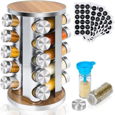 China Wood Spice Rack Spice Rack Spice Rack Storage Viable Rotating Seasoning Organizer For Kitchen for sale