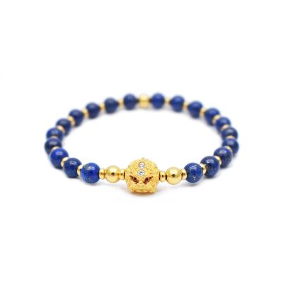 China CLASSIC Lapis Lazuli Lucky Antique Wealth Lion Daily Parties Travel Work Husband and Wife Gifts Men Use Silver Bracelet for sale