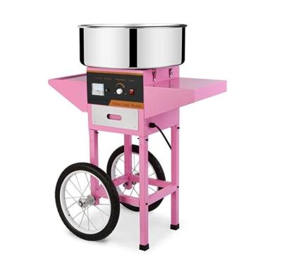 China Commercial electric cotton candy suppling machine with cart pink candy floss maker hot sale 2021 for sale