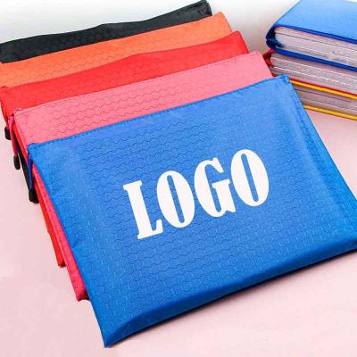 China Conference Folder Waterproof Plastic Document Bag Customized Logo A4 Zipper Folder Bags Organizer Pouch School Office Supplies for sale