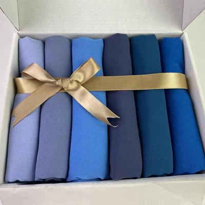 China Chiffon Hijab With Plain Premium Hijabs Gift Box Solid Color Muslim Chiffon Shawls Headscarf For Women Hijab Gift Box for sale