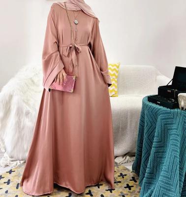 China Polyester Bridesmaid Dresses 2023 Wedding Dresses For Muslim Abaya Elegant Satin Islamic Dressing Gown Solid Color For Muslim for sale