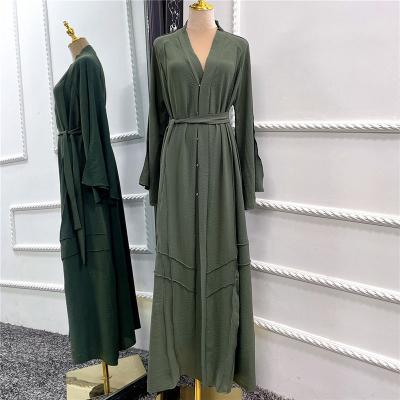 China Wholesale Muslim Women's Middle East Dubai Patterns Long Sleeve Solid Color Loose Comfortable Dresses Polyester Long Long For Muslim Women for sale