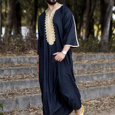 China Polyester Abrab Men Muslim Summer Dubai Modern Egyptian Islamic Clothing Arab Abaya Thobe for sale