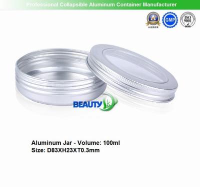 China 100ml  Empty Cosmetic Cream packaging Aluminum jars with clear Windows for sale