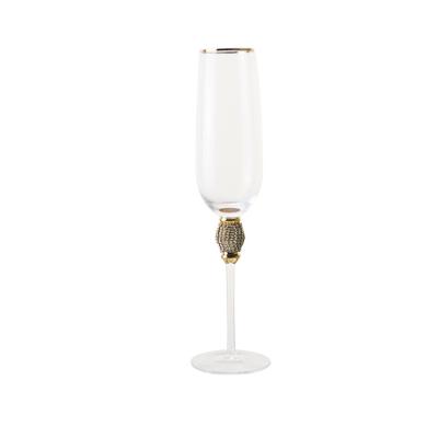 China OEM champagne glasses for weddings luxury champagne wine glass diamond arrangement diamond-set beaded champagne glass OEM for sale