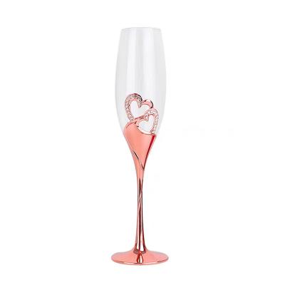 China Electroengraving champagne glasses for weddings luxury champagne wine glass diamond arrangement for sale