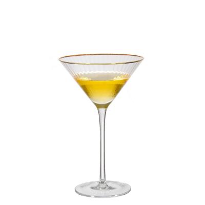 China Samyo Crystal Glassware Clear Classic Cocktail Long Stem Martini Glasses With Gold Rim for sale