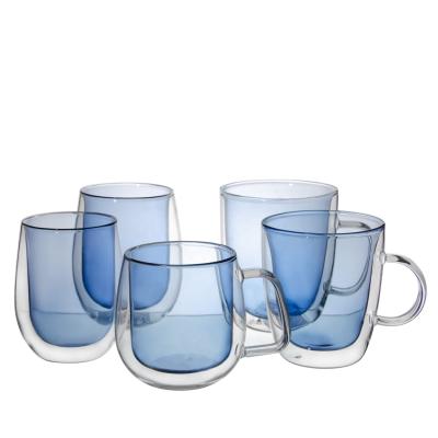 China Double Wall Glass Coffee Mug High Borosilicate Glass Tea Cup Sustainable Heat Resistant Glass Coffee Mug for sale