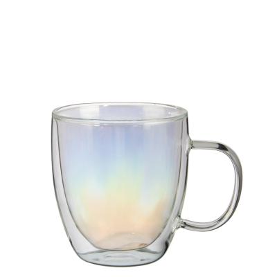 China Samyo Large Double Wall Mounted Clear Wall Mug Espresso Latte Tea Glass Insulated Coffee Mugs for sale