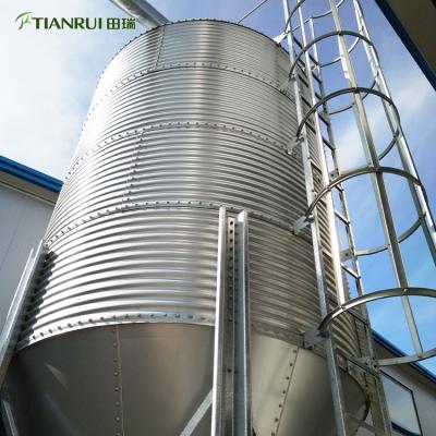 China Durable Galvanized Steel Poultry Silo With Dryer , Cleaning System for sale