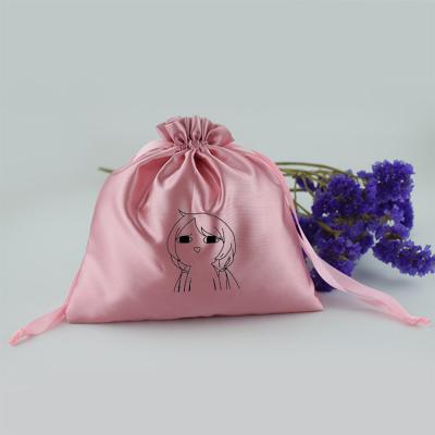 China 2022 Manufacturers Printing LOGO Private Gift Bag Jewelry Silk Satin Bag Eco-Friendly Reusable Custom Fabric Storage Bag for sale