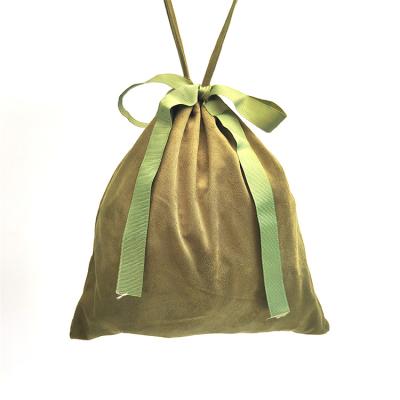 China Emerald Green Microfiber Cloth Open Drawstring Dust Jewelry Bag Eco-Friendly Reusable Flat Makeup Bags for sale