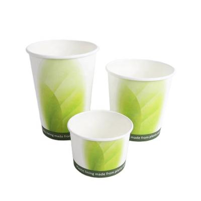 China Custom Biodegradable Disposable Single Wall Plastic Free Tea Coffee Hot Paper Cups Logo Printed Paper Cup Manufacturer Making With PS Lids for sale