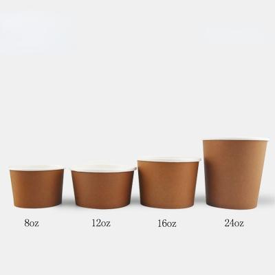 China Disposable Kraft Paper Round Pla Soup Container Disposable Takeout Bowls With Plastic Lids for sale