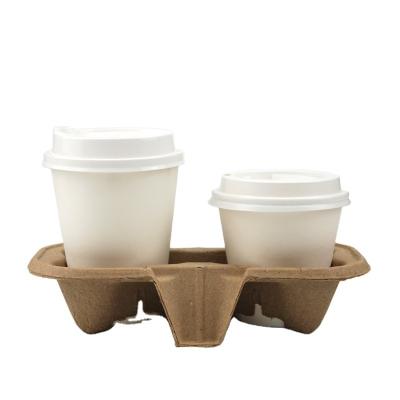 China Customized Biodegradable Print Hot Takeaway Drinks Carrier Foldable Paper Cup Holder Tray for sale