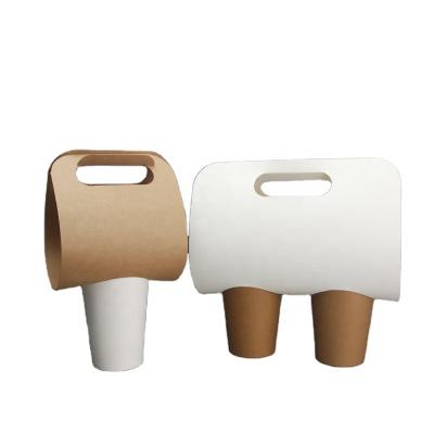 China Biodegradable Disposable Take Away Paper Cup Carrier Craft Coffee Cup Holder Paper Packaging for sale