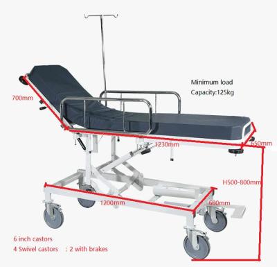 China Hydraulic Stretcher Emergency Ambulance Trolley Trolley Hospital Funiture Hospital Patient Trolley for sale