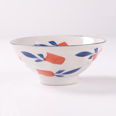 China Stocked Japanese Ceramic Tableware Ceramic Undercoat Rice Noodle Hand Painted Rain-cap Shaped Bowl for sale