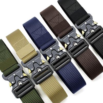 China Durable Heavy Duty Nylon Fabric Webbing Men Tactical Belt With Plastic Buckle for sale