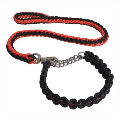 China Wholesale Stylish Adjustable Custom Paracord Nylon Rope Pet Dogs Collars and Leashes Matching Padded Training Attached Set for sale