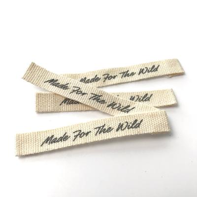 China Sustainable Eco Friendly Nature Satin Custom Printed One Color Fabric Woven Cotton Labels for sale