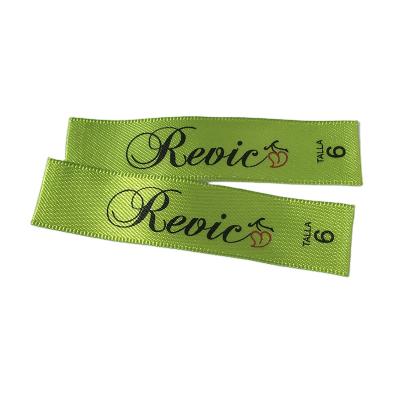 China Custom Logo Printed Self Adhesive Iron Washable On Garment Apparel Woven Satin Sewing Labels for sale