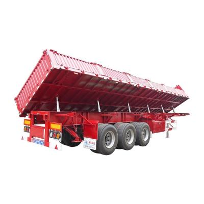 China Tri-axles Double Side Dump Tipper Semi Trailer 600mm Wallboard Height 12R22.5 Tire for sale