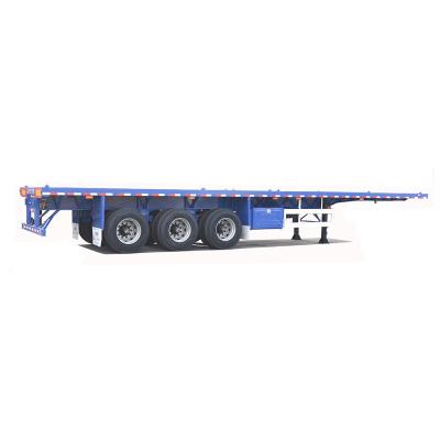 China 40Ton Max Payload Truck Trailer CIMC HUAJUN 3 Axle 40ft Flatbed Container Semi Trailer for sale