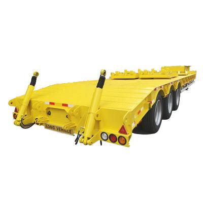 China CIMC HUAJUN 3 Axle Low Bed Semi Trailer Truck Trailer Equipment Transport Hydraulic Lifting Low Boy Trailer Fuwa Axle Heavy Duty for sale