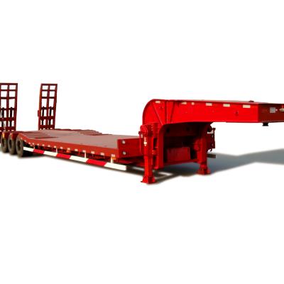 China 13000*3000*3100 Steel CIMC HUAJUN 3 Axles Dropbed Semi Trailer Low Bed Heavy Machine Truck Trailer for sale