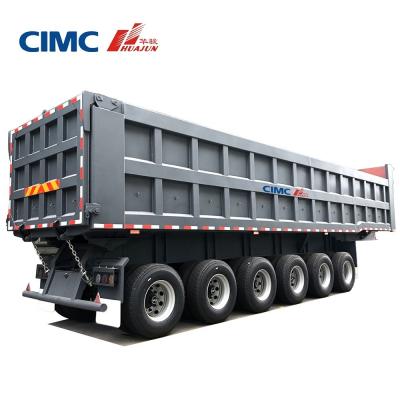 China CIMC HUAJUN 40 Ton 3 Axle Multi Axle Hydraulic Dump Tipper Trailer for Trucking Needs for sale