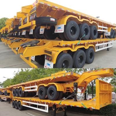 China Main Beam T700/Q345 Steel Semi-Trailer CIMC HUAJUN 3 Axle Flatbed Trailer Train for sale