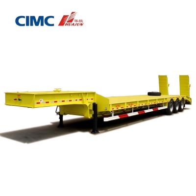 China Flatbed Container Semi Trailer for 100Ton Lowbed Truck and Excavator Transport for sale