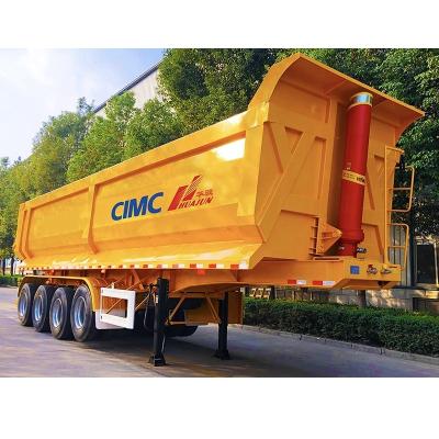 China 12R22.5 tires 4 axles U type hydraulic tipping truck trailer 38CBM by CIMC HUAJUN for sale