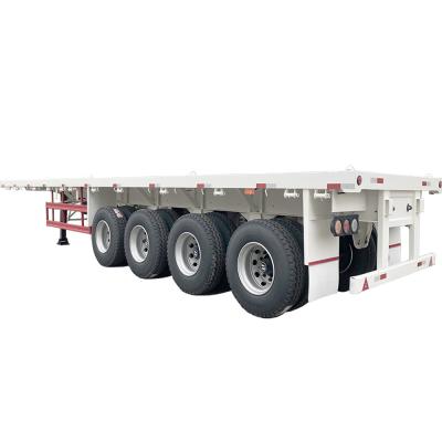 China 60Ton Max Payload Flatbed Semi Trailer Truck Trailers 4 Axles with Dual Line Braking System for sale