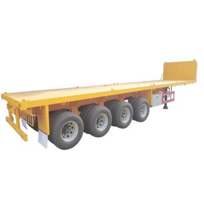 China Long Distance Transportation 4 Axles Heavy Duty Flatbed Semi Trailer Truck and 12 Twist Locks for sale