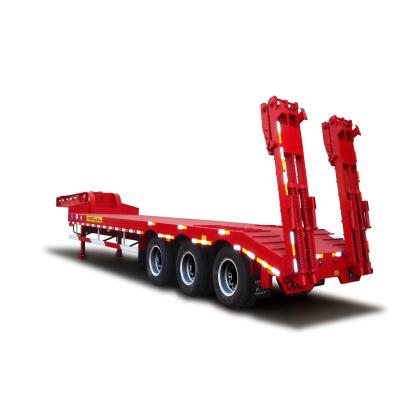 China 12990*3000*3200 Overall Dimension Rail Vehicle Mining Machine Lowbed Semi Trailer Truck for sale