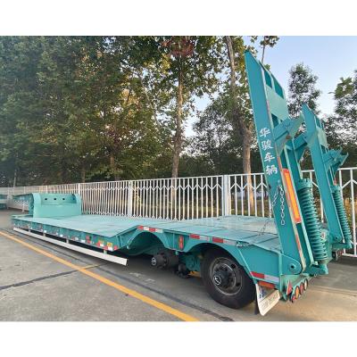 China 3 Axles Lowbed Trailer with Mechanical Suspension CIMC HUAJUN Stock for sale