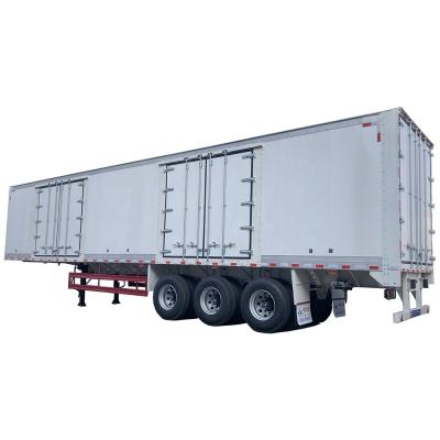 China Design CIMC HUAJUN 3 Axles Aluminium Alloy Cargo Box Semi Trailer for 50 Ton Capacity for sale