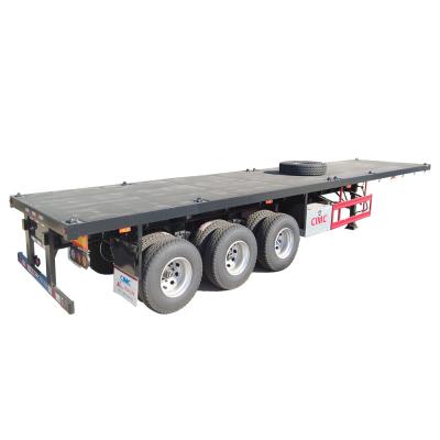 China Leaf Spring Suspension 40ft Straight Beam Container Transportation Semi-Trailer with 12 Twist Locks for sale