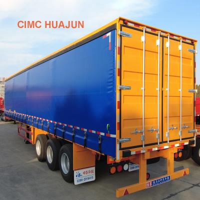 China Green Transport Utility Dry Van Truck Trailer with Cage CIMC HUAJUN Customers Optional for sale