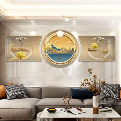 China Waterproof Nordic modern restaurant living room decorative modern porcelain frame luxury crystal canvas wall art for sale