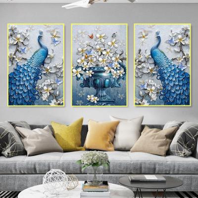 China Wall Pictures Frame Art Luxury Modern Decorative Modern Glass Wall Art Gold Fish Decoration Porcelain Crystal Painting Home Waterproof for sale