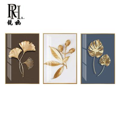 China Waterproof Modern Home Floral Crystal Porcelain Gold Leaf Canvas Posters Prints Wall Art Canvas Posters Abstract Gold Decoration Painting for sale