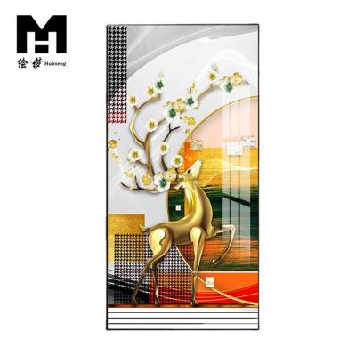 China Nordic Modern Art Abstract Golden Ginkgo Leaf Waterproof Glow Posters Prints Cuadros Picture Home Decor Wall Art Crystal Painting for sale