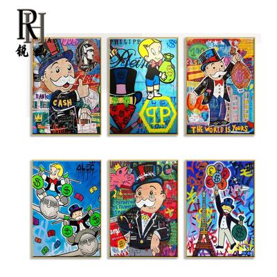 China Alec Money Waterproof Home Decoration Cartoon Graffiti Comic Posters Prints Canvas Wall Art Print Posters Monopoly for sale