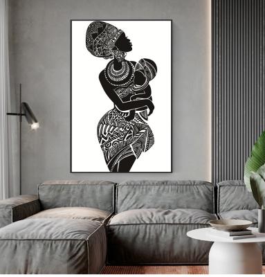 China Waterproof Home Decor Beautiful African Woman With White Baby Print Black Baby Canvas Picture Wall Paintings Canvas Art Decor African Poster for sale